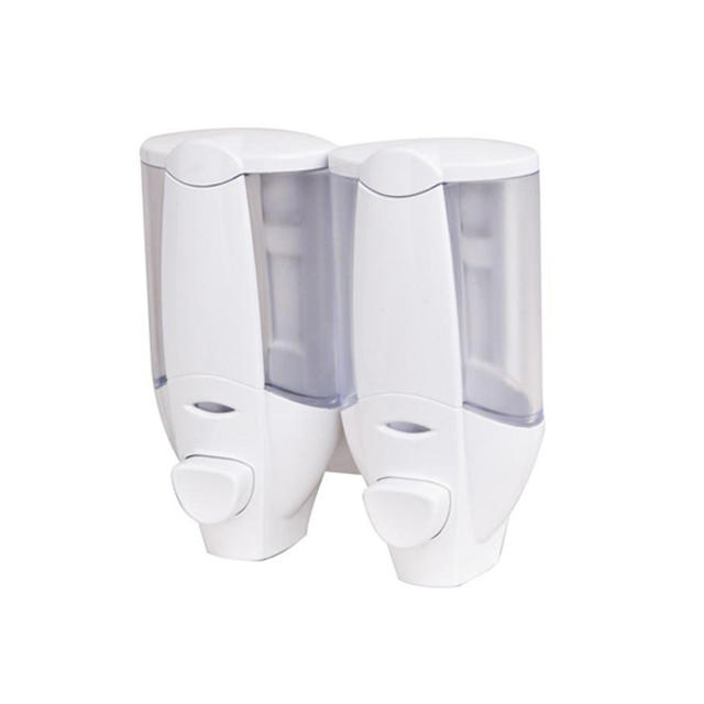 OJ-YL20W-D Kúpeľňa 300 ml*2 ABS biele ručné dávkovače tekutého mydla Vizuálne okno Sanitárne nástenné dávkovače tekutého mydla